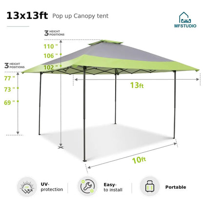 13x13 Outdoor Pop Up Canopy Tent,Easy Setup Straight Leg Folding Instant Shelter for Beach,Party and Camping, 169 Sq. Ft of Shad