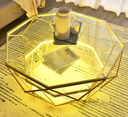Nordic Glass Living Room Coffee Tables Light Luxury Modern Toughened Glass Bedroom Corner Table Iron Coffee Table Home Furniture