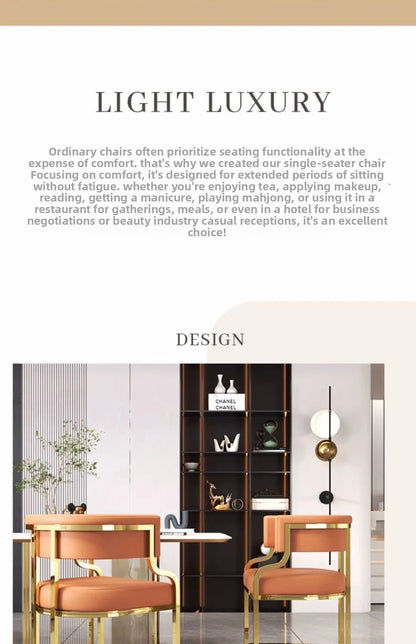 Modern Light Luxury Accent Chair Premium Dining Chair for Salon Reception Office Conference Hotel Lounge Makeup Nail Studio