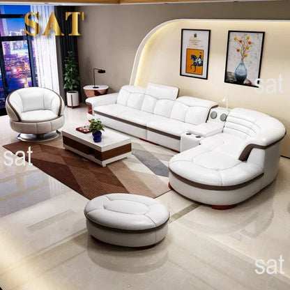 Contemporary Modern Leather Living Room Sectional Sofas Set 7 Seater Corner L Shaped Sofa Couch Bed Longue Indoor Furniture
