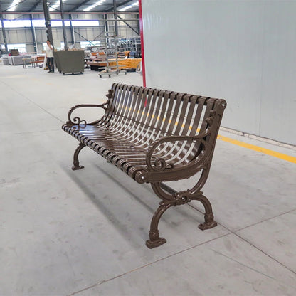 Public Outdoor Bench Steel Powder Coated Metal Resting Bench Outdoor Park Bench
