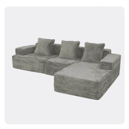 Minimalist compression combination sofa with boneless L-shaped and deep seat, comfortable lounge chair, living room, bedroom, ap