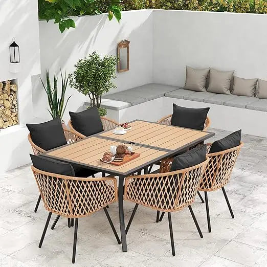 5/7/9-Piece All-Weather Rattan Patio Dining Set with 60