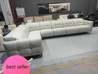 NEW Modern L-Shaped Dual Motors Electric Recliner Sofa, Luxury Genuine Leather Sectional Couch with Adjustable Headrest Theater