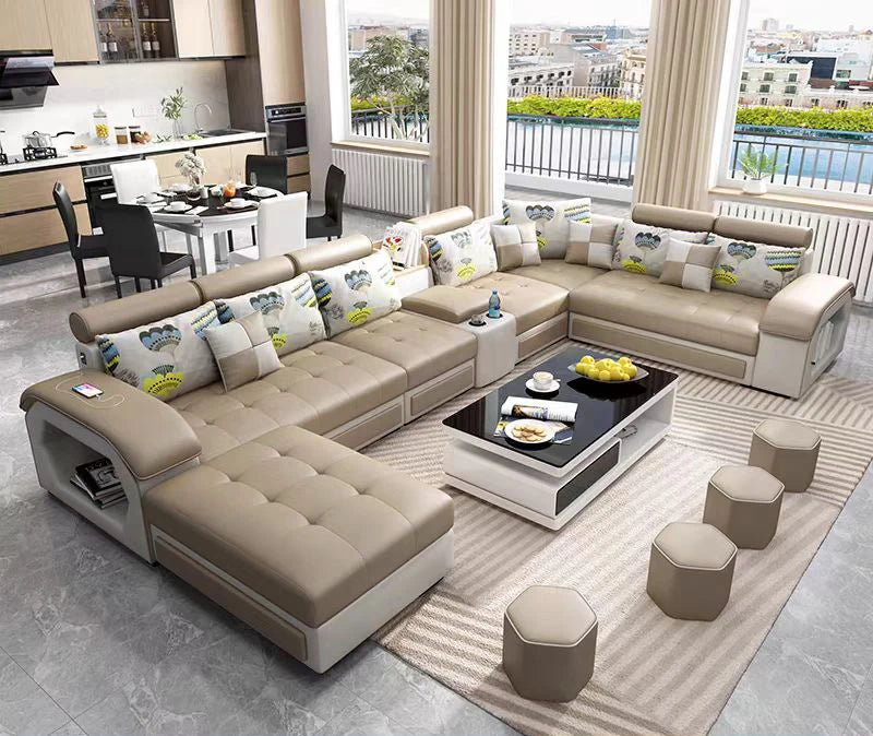 Nordic Italy Leather Lounge Genuine Leather Sectional Big Sofa l Shape Living Room Sofas Leather Luxury Corner Furniture