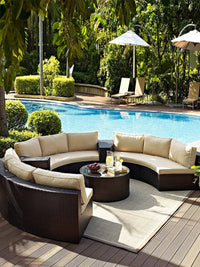 Outdoor round rattan sofa combination garden courtyard semi-circular rattan chair  hotel curved living room sofa