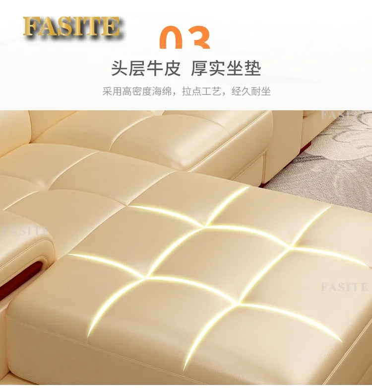 Genuine leather sofa head layer cowhide small unit,simple and modern functional, fashionable leather sofa combination decoration