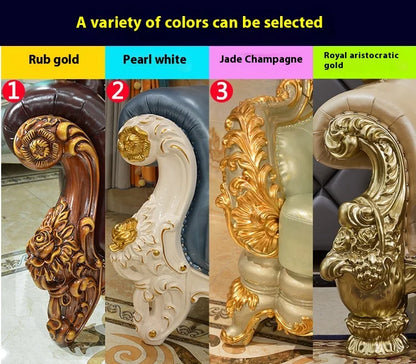 European Style Marble Dining Table Chair Set All Solid Wood Carved for 6-8 People for Restaurant Small Household Hotel