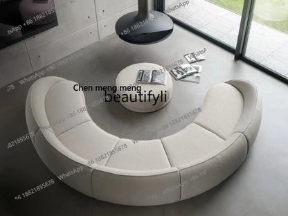 ss 8350  Italian Minimalist Modern Light Luxury Arc Semicircle Fabric French Sofa for Multi-User