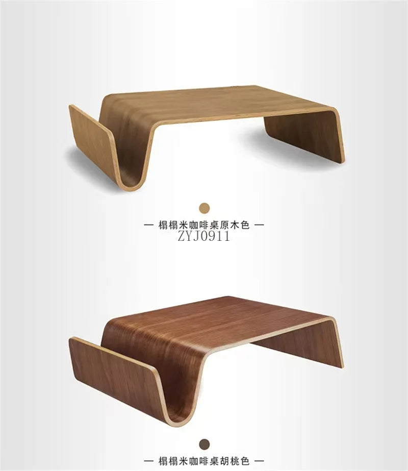Simple living room creative coffee table coffee table Nordic medieval style big curved wood coffee table
