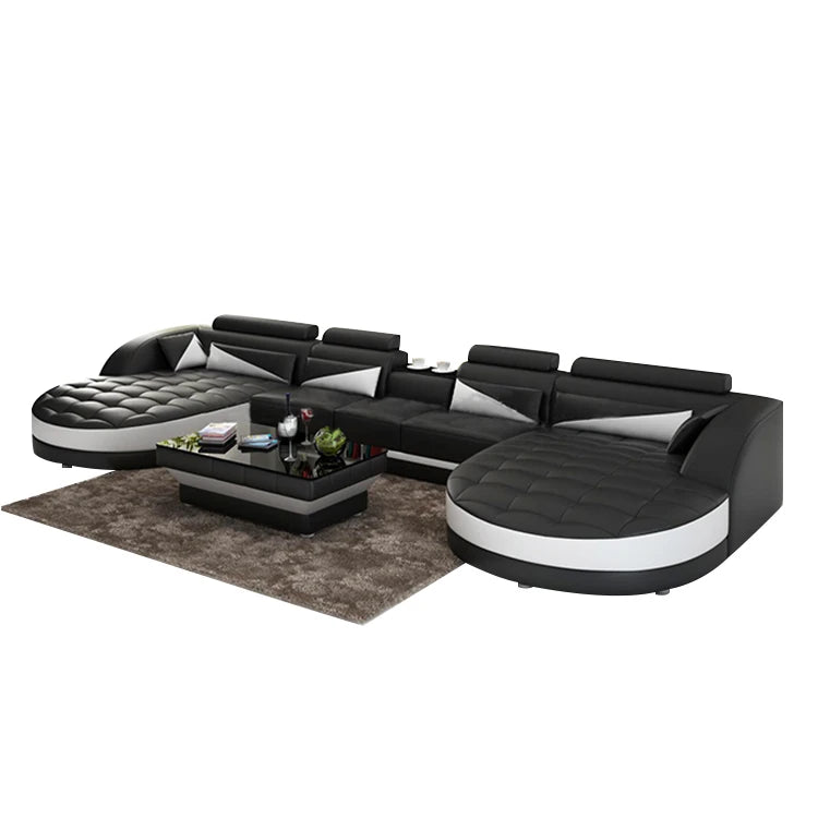 Luxury  Leather Sofa Villa Modern Living Room Couch Set