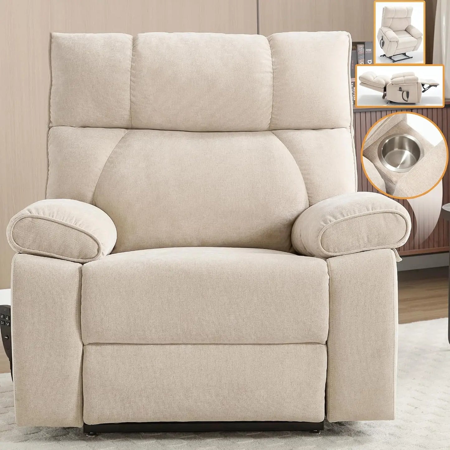 Extra Large Dual Motor Power Lift Recliner Chair, Lift Chair with Massage and Heat for Elderly, Lay Flat Recliner,, Customized