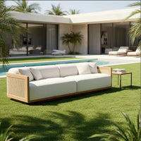 Durable Modern Teak Farmhouse Outdoor Garden Sofa Set Waterproof 2-Year Warranty Eco-Friendly Comfortable Solid Wood