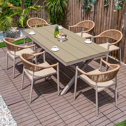 Outdoor table and chair courtyard villa leisure open-air balcony rattan chair Internet celebrity waterproof sunscreen garden