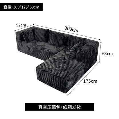 Oversized Boneless Double Lounge Sofa Chair Compressed Sectional Cloud Couch Corduroy L Shape Sofa Bed Couch Divano Da Soggiorno