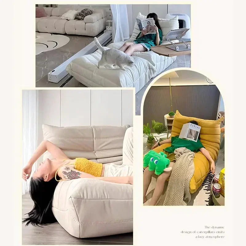 Single Sofa Caterpillar Sofa Balcony Leisure Bedroom Living Room Lie Down or Sleep Lazy Sofa Single Deck Chair