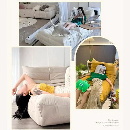 Single Sofa Caterpillar Sofa Balcony Leisure Bedroom Living Room Lie Down or Sleep Lazy Sofa Single Deck Chair