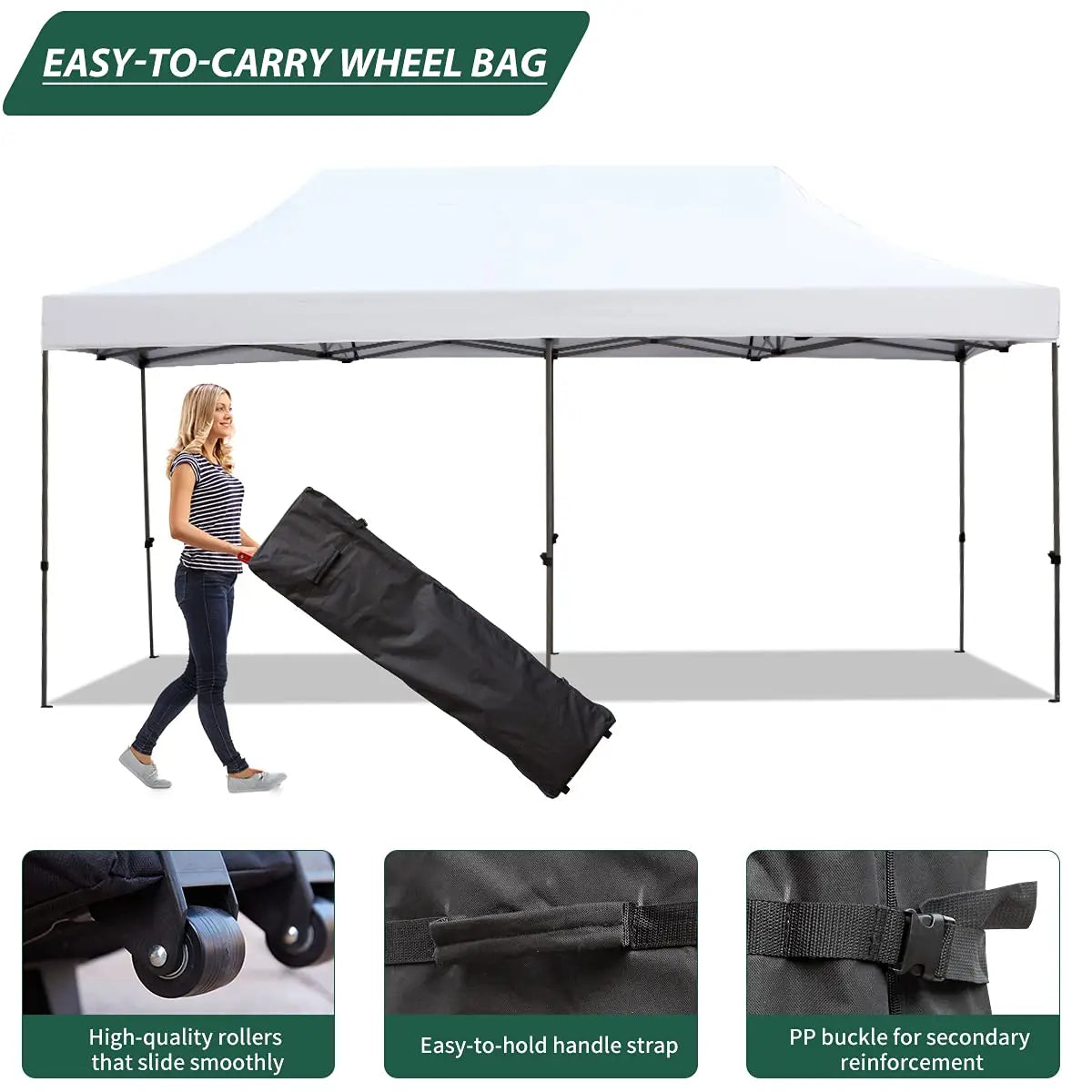 10x20 Pop Up Canopy Tent Commercial Instant Waterproof UV Protection Outdoor Party Event Festival White Custom