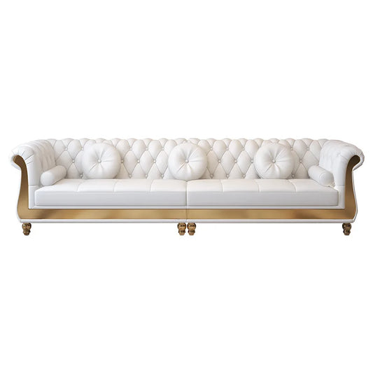 Canape Modern Living Room Furniture Couches Upholstered  Lounge Leather Sectional Tufted White Sofa Set