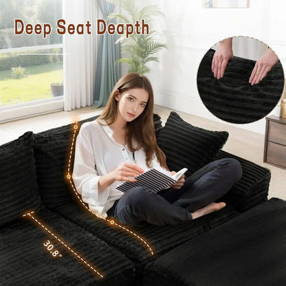 108" Sectional Couches for Living Room, Modular Sectional Sofa with L-Shape Chaise, Cloud Couch, Comfy Corduroy Fluffy Couch