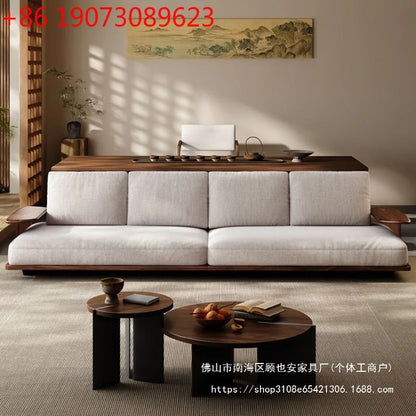 Sofa black walnut solid wood Italian minimalist living room