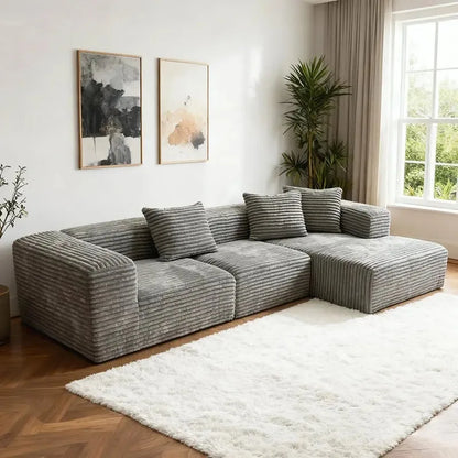 Compression sofa tofu block corduroy simple light luxury compression L-shaped corner sofa