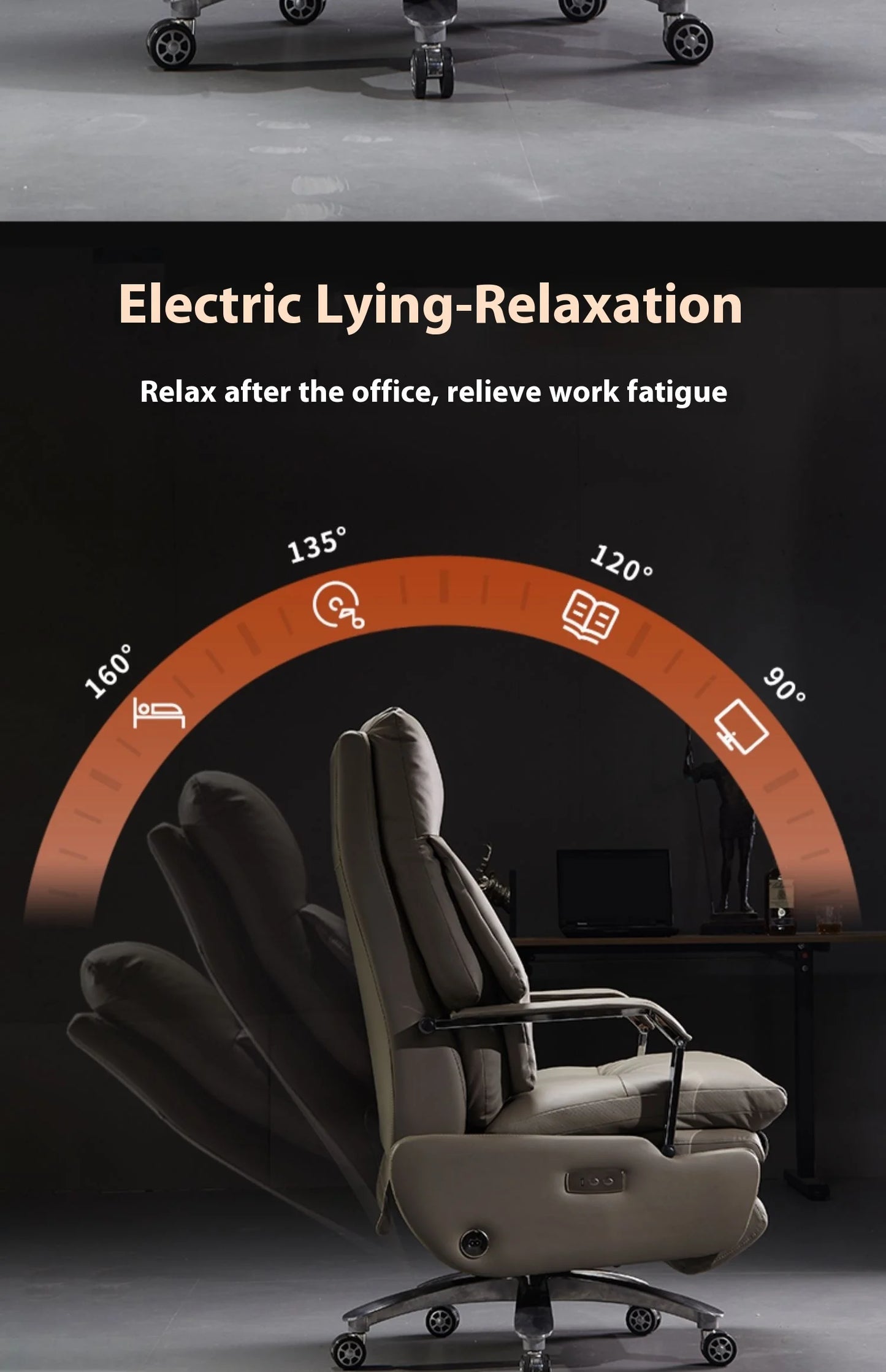 Modern Ergonomic Electric Leather Office Chair with Massage & Multifunctional Luxury Large Class Computer Chair