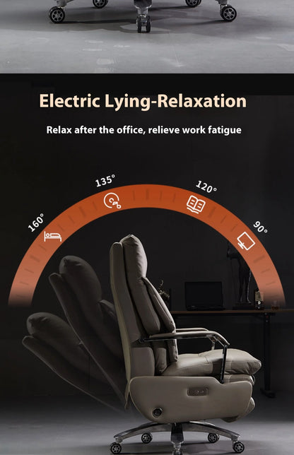 Modern Ergonomic Electric Leather Office Chair with Massage & Multifunctional Luxury Large Class Computer Chair