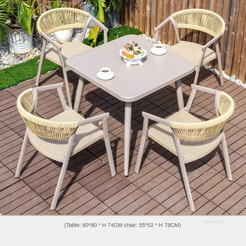 Outdoor Garden Furniture Sets Waterproof Open-air Balcony Aluminum Alloy Chair Outdoor Furniture Sets Courtyard Table and Chair