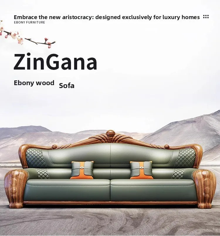 European-style villa, luxury ebony wood, leather art sofa