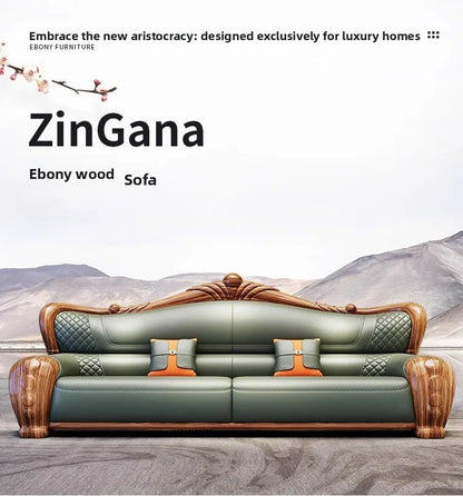 European-style villa, luxury ebony wood, leather art sofa