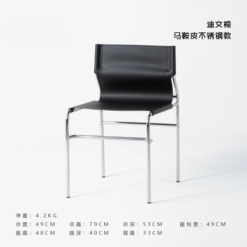 Italian Simple Saddle Chair, Bauhaus Design Dining Chair, Stainless Steel Backrest Chair, Wholesale Available, Home Furniture