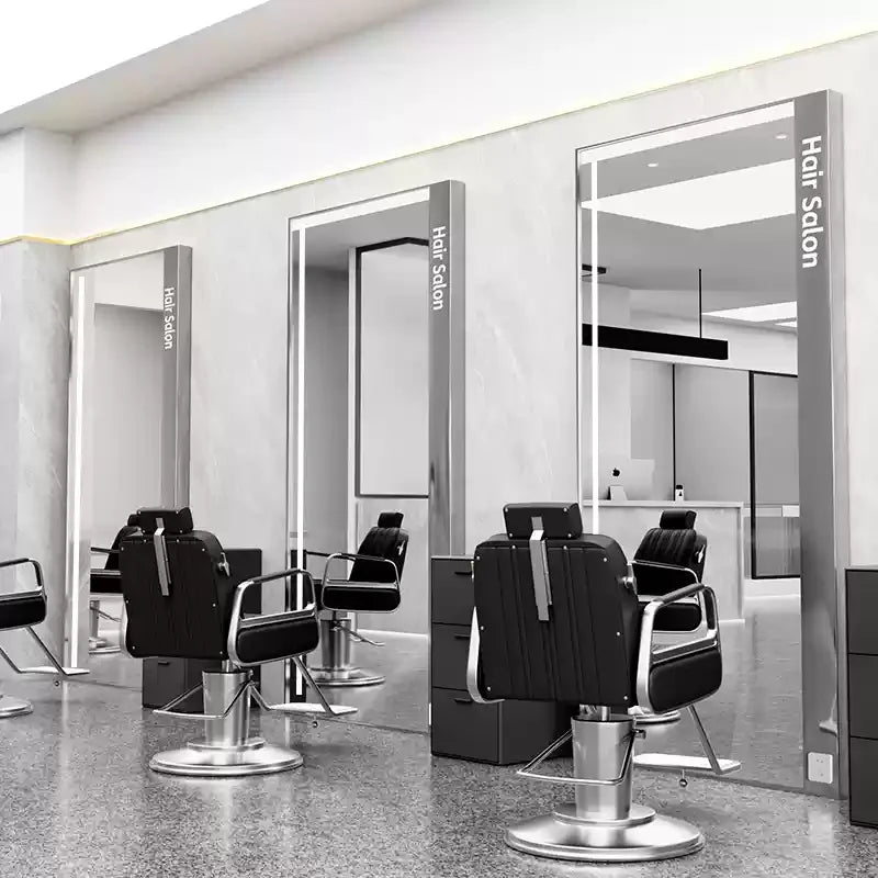 HJ Barber Shop Mirror Quick Cut Special Mirror Hair Salon Internet celebrity hair salon Full Lamp Mirror