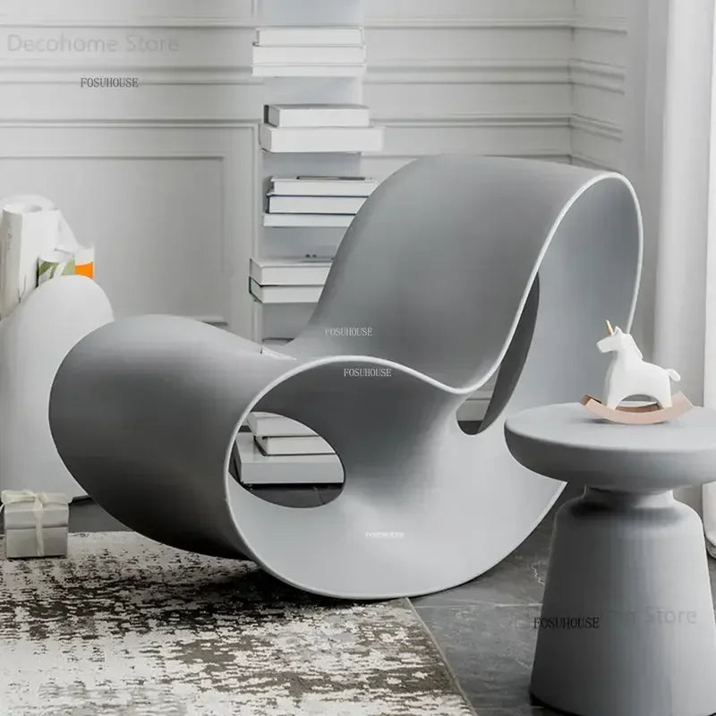 European Plastic Living Room Chairs Creative Rocking Chair Design Lounge Chair Living Room Furniture Single Sofa Chair SK7A
