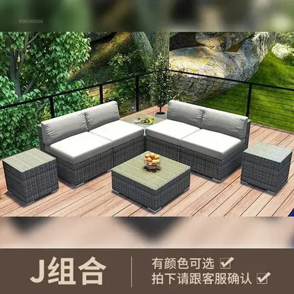 Luxury Terrace Courtyard Garden Furniture Outdoor Garden Sofa Combination Outdoor Waterproof Sun Protection Leisure Sofa Chair N
