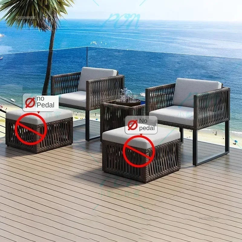 Terrace Garden Rattan Outdoor Chair Leisure Tea Table Patio Outdoor Furniture Set Outdoor Table and Chairs Garden Furniture Sets