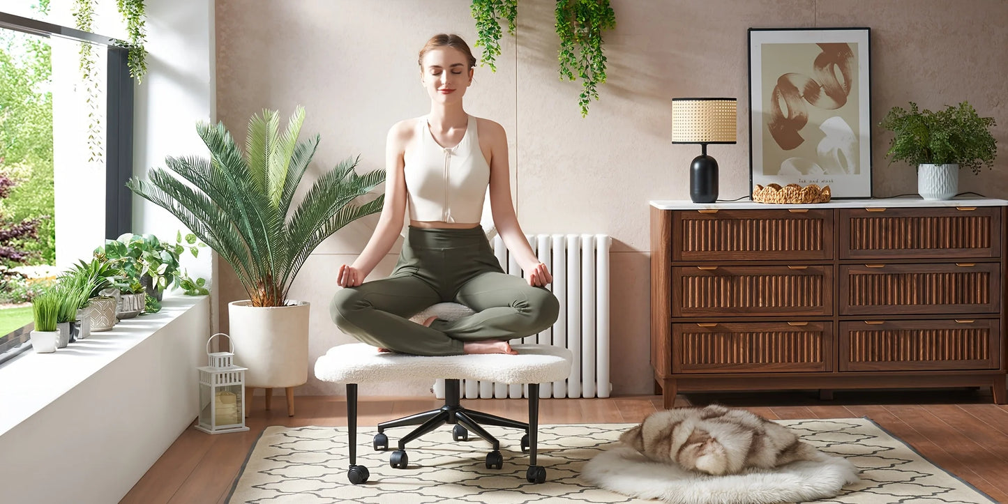 Ergonomic cross-leg office chair,360°rotating stool,height-adjustableseat,lumbar support,extremely comfortablemeditation chair,