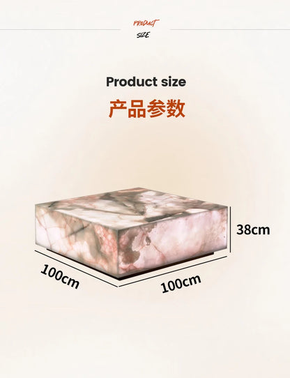 CNatural jade coffee table square crystal light luxury mansion blue and white jade living room marble luminous coffee table C660