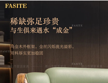 European ebony leather sofa large apartment luxury villa home living room new Chinese furniture solid wood carved fish