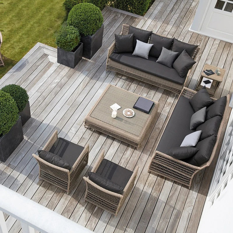Outdoor rattan sofa outdoor courtyard garden terrace leisure sofa chair combination