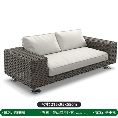 Outdoor leisure sofa, courtyard balcony, coffee table combination, outdoor outdoor garden, rattan woven leisure furniture