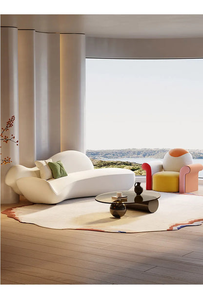 Beauty salon sofa light luxury high sense curved rest area reception special-shaped living room small apartment