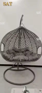 Swing Outdoor Furniture Rope Chair Modern Wicker Rattan Balcony Garden Hanging Double Egg Swing Chair with Metal Bracket