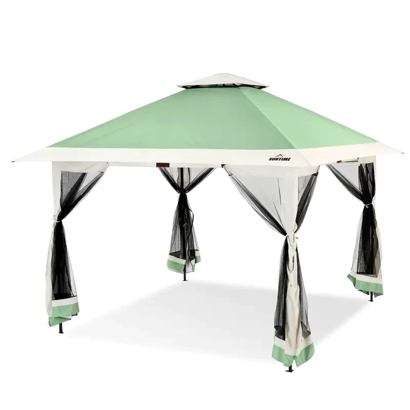 One-Push Instant Setup 13x13ft Pop Up Gazebo Tent with Mosquito Net, UPF 50+ Waterproof Canopy for Backyard,Camping, BBQs