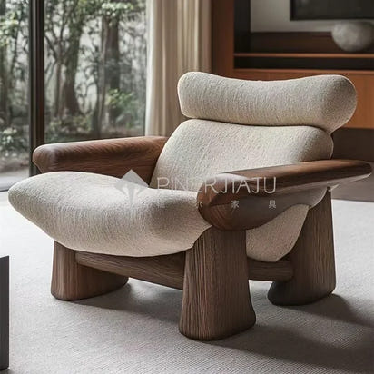 Designer Art Aesthetics Solid Wood Sofa Chair Medieval Homestay Club Sales Department Light Luxury Leisure Chair