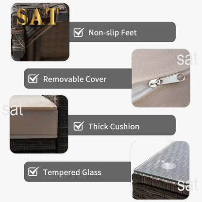 %a Camping Outdoor Indoor Backyard Porch Garden Poolside Balcony Use (Beige) Patio Furniture Outdoor Set Nature Hike Table Sets