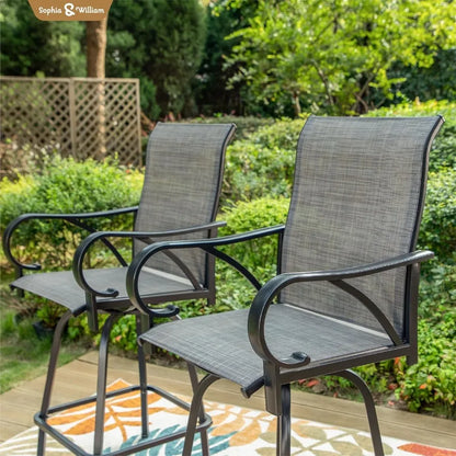 Outdoor Bar Stools Set of 2 with Swivel Function for Patio and Garden Tall High Top Bar Chairs with 300 lbs Weight Capacity Dur