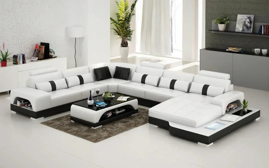 Nordic designer light luxury villa leather living room sofa high-end customized leisure hotel sofa combination