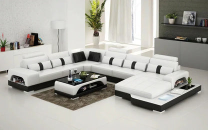 Nordic designer light luxury villa leather living room sofa high-end customized leisure hotel sofa combination