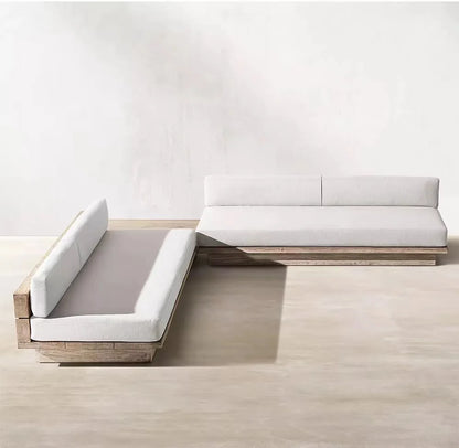 Modern Luxury Garden Outdoor Dining Table Large Sofa Set Burmese Teak Wood For Patio Terrace Beach Leisure Exterior Application